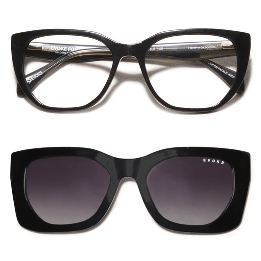 ÓCULOS DE GRAU EVOKE CLIP ON FATALE A01P BLACK SHINE GRAY GRADIENT