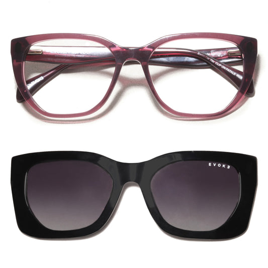 ÓCULOS DE GRAU EVOKE CLIP ON FATALE R02P CRYSTAL LILAC GRAY GRADIENT
