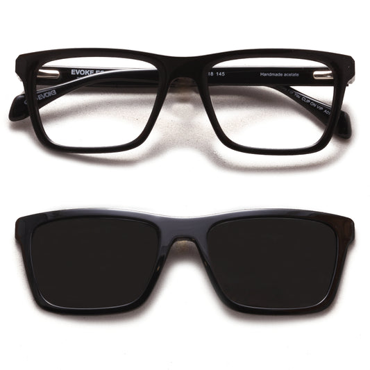 ÓCULOS DE GRAU EVOKE CLIP ON VIP A01P BLACK SHINE GRAY POLARIZED