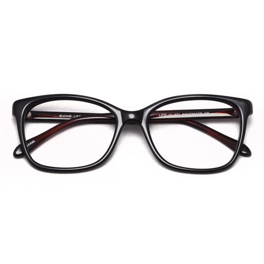 ÓCULOS DE GRAU EVOKE LIFE IV A01 BLACK SHINE TEMPLE TURTLE TAM 52 MM
