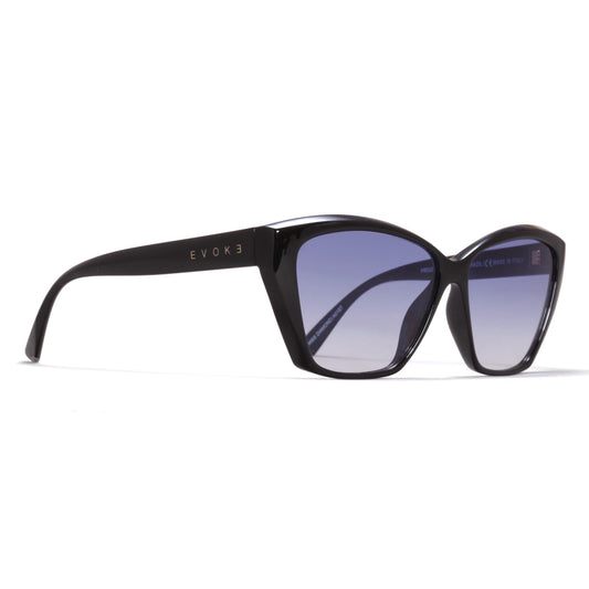 ÓCULOS DE SOL EVOKE MISS DIAMOND A01S BLACK SHINE BLUE GOLD FLASH
