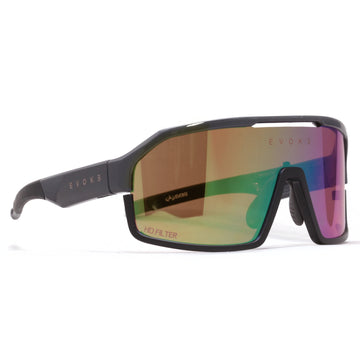 ÓCULOS DE SOL LIFE PERFORMANCE ELP 04 SPIKE  A02C MIDNIGHT BLACK GRAFITTE GREEN MIRROR