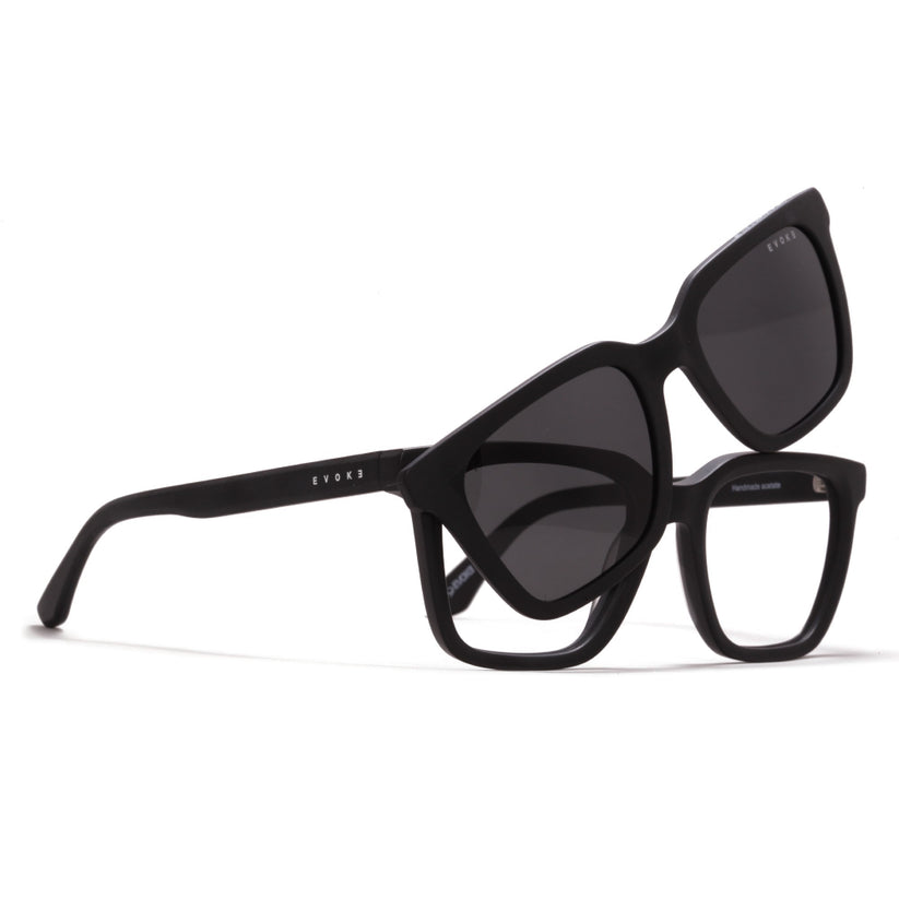 ÓCULOS DE GRAU UNISSEX EVOKE CLIP ON SQUARE II A11 MATTE BLACK POLARIZED