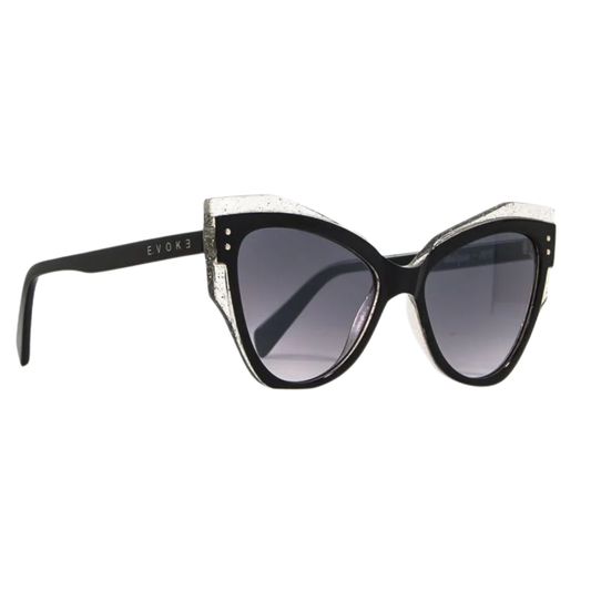 Óculos de Sol Evoke Unique A01S Black Shine Glitter Silver Flash TAM 54 MM