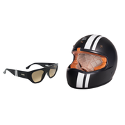 Kit 2 - Óculos de Sol Evoke Urban Helmets Kurt URB01 Lente 5,2 cm + Capacete Evoke Bigbore Double D Matte Black Vintage