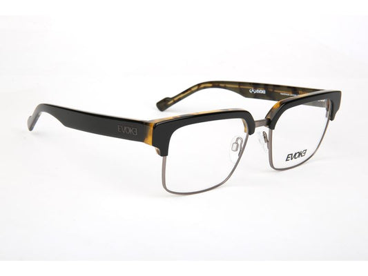 Óculos de Grau Evoke ON THE ROCKS VII A01 BLACK SHINE DEMI GUN TAM 53 MM