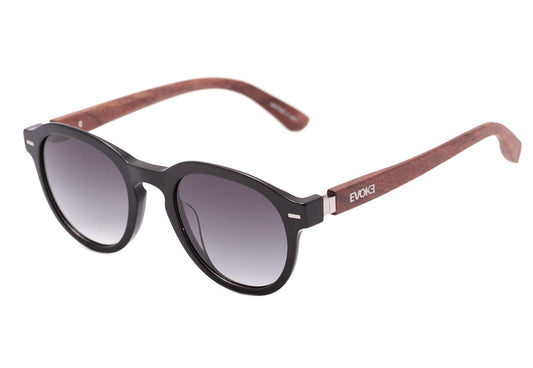 Óculos de Sol Evoke Native 2 A01 Black Shine Temple Wood / Gray Gradient Unico - Lente 5,0 cm