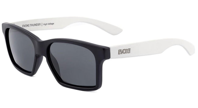 Óculos de Sol Evoke Thunder Black Temple White Matte/ Gray